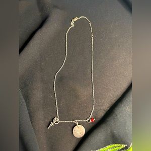 VTG Silver Tone Metal, ballerina charm, and E initial pendant Child’s necklace